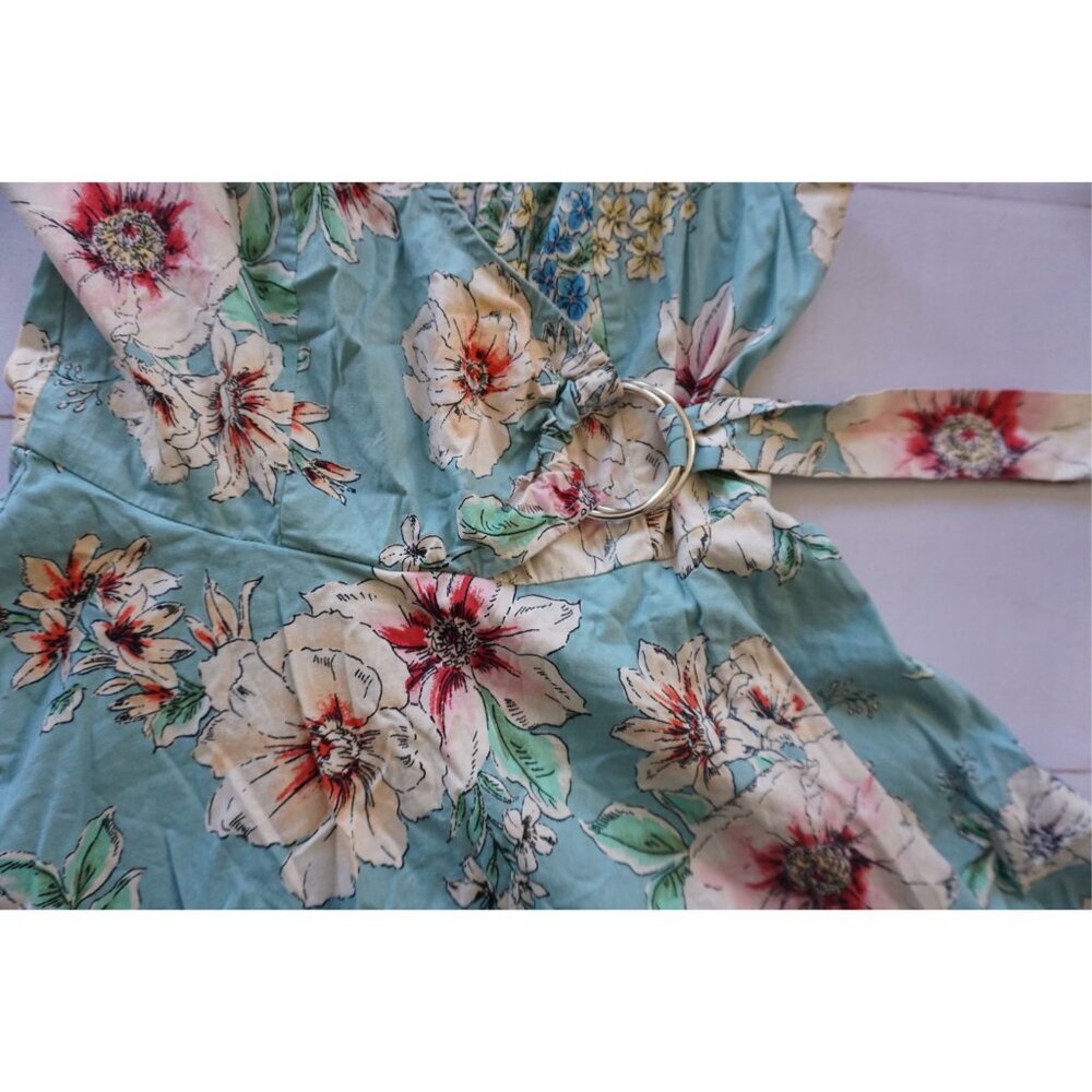 Bailey Blue Floral Wrap Dress, Belted, Size S - Picture 2 of 11